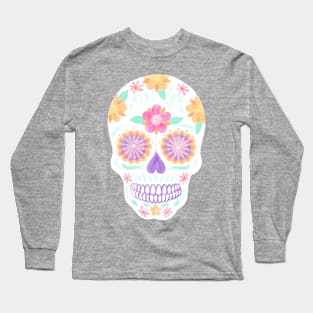 Colorful Flower Sugar Skull Long Sleeve T-Shirt